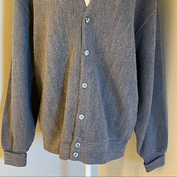 Vintage Sweater Classics Mens Long Sleeve Gray Cardigan Grandpa Sweater L - Picture 4 of 12